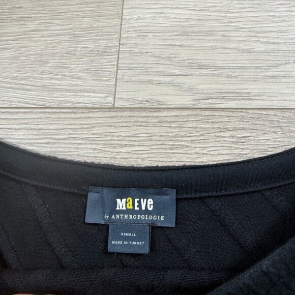 Maeve Anthropologie Black Casual 3/4 Sleeve Striped Tunic Top - Picture 3 of 7